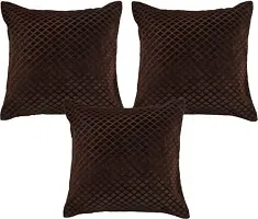 MSenterprises Cushion Cover Brown Box Burnt Velvet Emboss Pillow Cover (40x40 Cms or 16x16 Inch) (Pack of 5)-thumb2