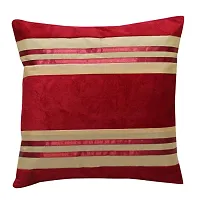 MSenterprises Cushion Cover Maroon Plain Velvet Ribben Patti Cushion Covers Pack of 5(40 x 40 Cms Or 16x16 Inch)-thumb2