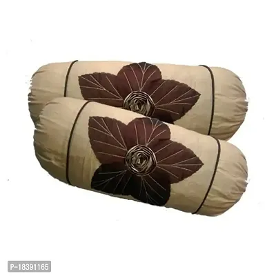 Lazer Cutting Velevt Bolster Cover 40x80 CMS Pack of 2 Beige