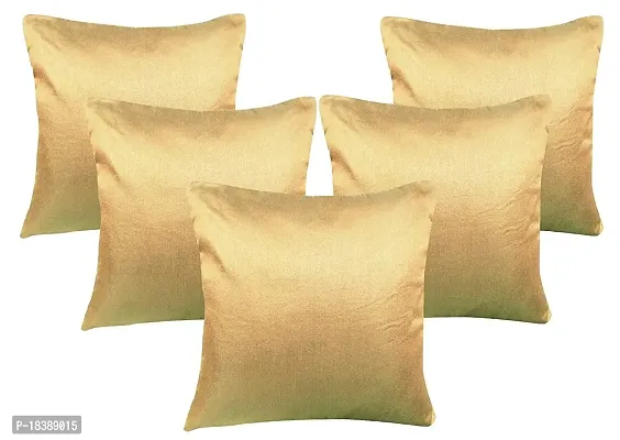 MSenterprise Cushion Covers Set of 5 Plain Polyester (16x16 Inch) Beige