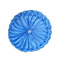 MSENTERPRISES Cushion Cover Silk Round Filled Cushion Cover Pillow (Size Standard, 40 x 40 cm) -(Set of 2) (Sky Blue Color)-thumb1