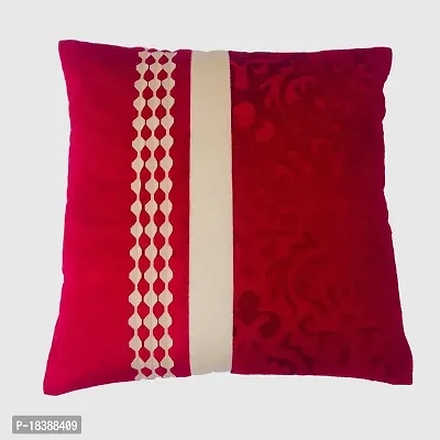 MSenterprises Cushion Cover Maroon Burnt Ambose Velvet Patti Cushion Covers Pack of 5(40 x 40 Cms Or 16x16 Inch)-thumb2