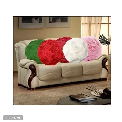 MSENTERPRISES Cushion Cover Round Tissue Rose Polyester - (Set of 5) (40 x 40 cm) (Multicolor)