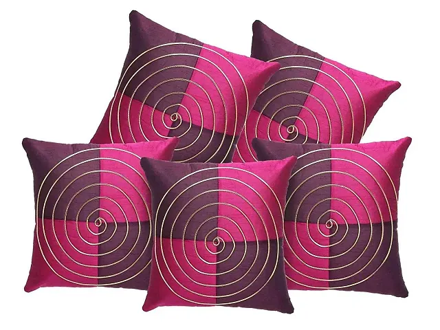 MSenterprises Round Striped Polyester Cushion Covers Pack of 5(40x40 Cms Or 16x16 Inch)