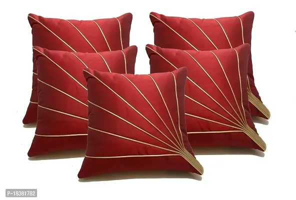 MSenterprise Cushion Covers Mehroon Striped Cushion Cover 40x40 CMS (Pack of 5)