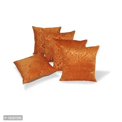 MSenterprises Cushion Covers Gold Burnt Velvet Emboss Pack of 5 (24x24 Inch Or 60x60 cm)