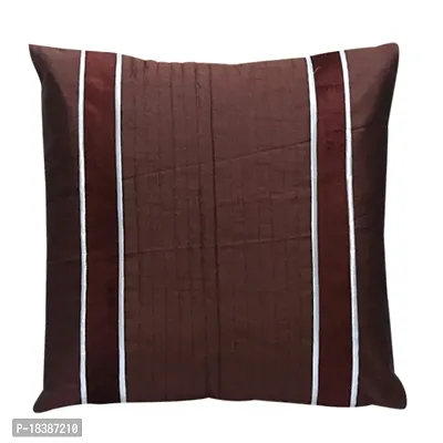 MSenterprises Cushion Cover Brown Straight Quilted Velvet Patti Cushion Covers Pack of 5(40 x 40 Cms Or 16x16 Inch)-thumb3