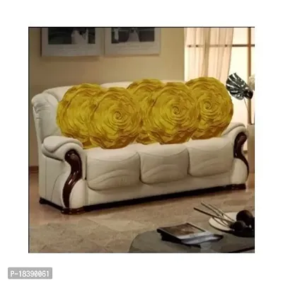 MSENTERPRISES Cushion Cover Round Tissue Rose Polyester - (Set of 5) (40 x 40 cm) (Golden Color)-thumb0