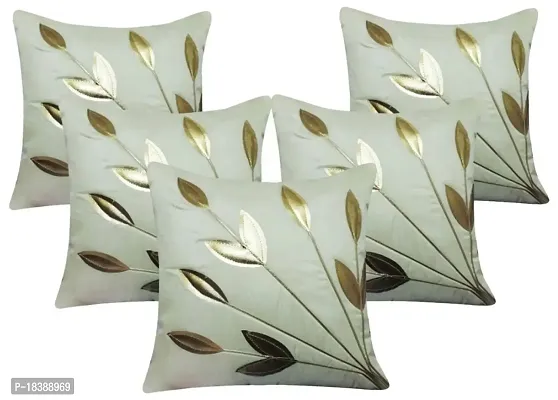 MSenterprises Designer Soft Cotton Cushion Cover Zip Close ( White, 16x16 Inches ) - Set of 5