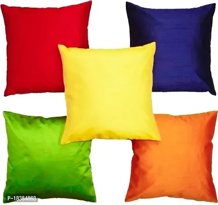 MSenterprise Cushion Covers Multi-Color Plain Polyester Pack of 5 (30x30 Cms Or 12x12 Inch)