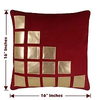 MSenterprise Cushion Covers Maroon Geometric Box Rexin Velvet Pack of 5(40x40 Cms Or 16x16 Inch)-thumb1