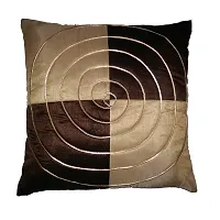 MSenterprise Cushion Covers Brown Round Striped Dupion Silk Pack of 5(40x40 Cms Or 16x16 Inch) (Brown)-thumb2