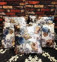 MSenterprises Floral Designer Handmade Printed Satin Silk Cushion Covers for Kids, Home, Sofa - (Pack of 5, 16x16 Inches, Multicolour, Standard)-thumb1