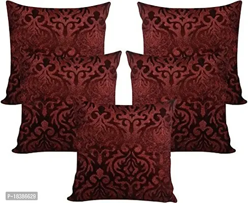 MSenterprises Velvet Burnt Ambose Cushion Covers (Brown, 60x60cm/24x24 Inch)- Pack of 5-thumb0