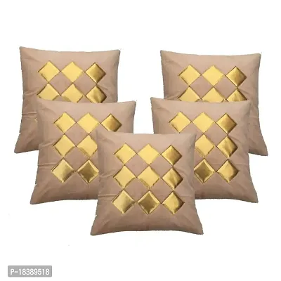 MSenterprise Cushion Covers Velvet Geometrical Shapes Digital Handmade Print Stitched - Set of 5 (White)