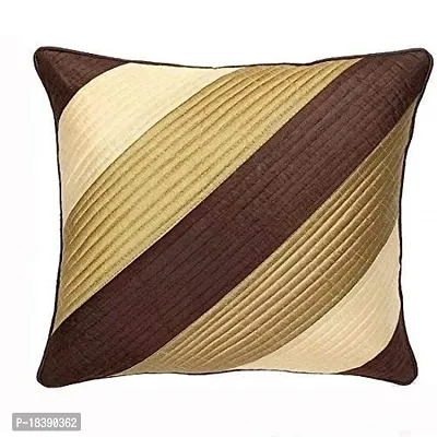 MSENTERPRISES Cushion Cover Dupion Silk Daigonal Quilted for Sofa Bedroom Kids Room 16 x 16 Inches Throw Pillow Soft Cover Set of 5 Decorative Filler Cover for Hall Living Room (Brown)-thumb3