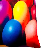 MSenterprise Cushion Covers a Multi-Color Egg Digital Print Silk Satin Pack of 5(40x40 Cms or 16x16 Inch)-thumb2