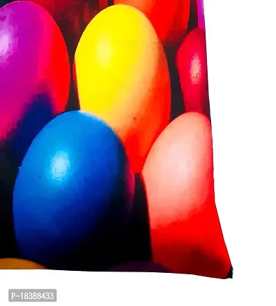 MSenterprise Cushion Covers a Multi-Color Egg Digital Print Silk Satin Pack of 5(40x40 Cms or 16x16 Inch)-thumb3