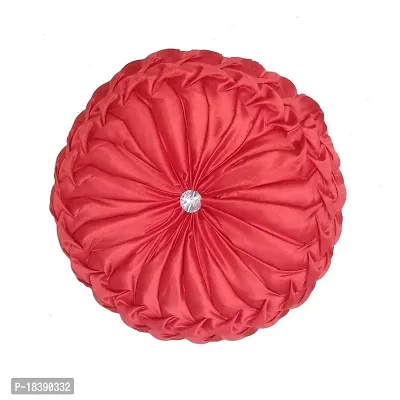 MSENTERPRISES Cushion Cover Round Filled Polyester Cushion Cover Satin (Size Standard, 40 x 40 cm) -(Set of 2) (Red Color)-thumb2