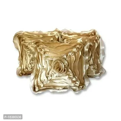 MSenterprises Polyester 300TC Cushion Covers, 40X40 cm, Gold, Set of 5