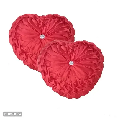 MSenterprises Cushion Covers Heart Silk Shape Filled Round Cushion(Pack of 2-40x40 cms)(Valentines Special)