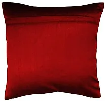 MSenterprise Cushion Covers Maroon Floral Golden Rexin Polyester Pack of 5(45x45 Cms Or 18x18 Inch)-thumb2