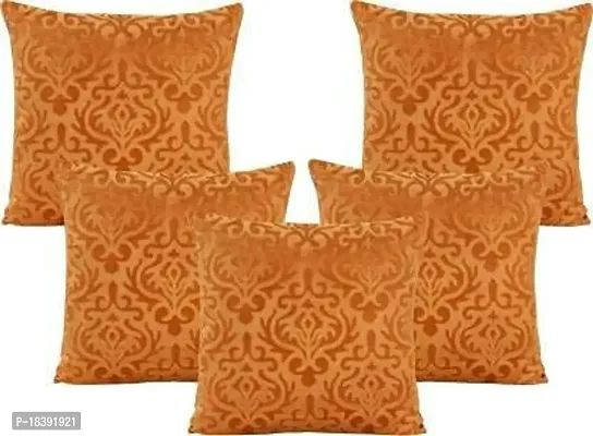 MSenterprise Cushion Covers Beige Burnt Velvet Designer Handmade Emboss for Kids, Sofa, Car Home Decoration - (Pack of 5) (40 x 40cm Or 16 x 16 Inches), (Color Orange)