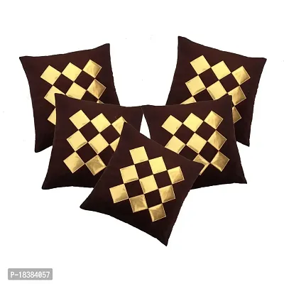 MSenterprise Cushion Covers Brown Velvet (Pack of 5-40 * 40cms)