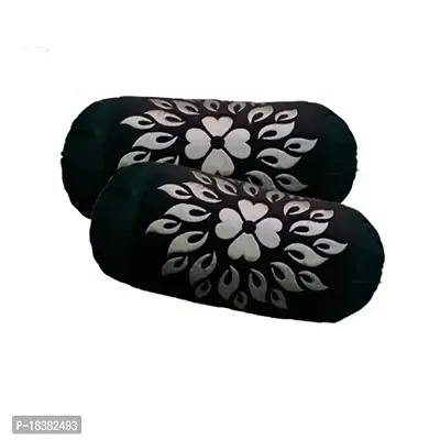 MSENTERPRISES Velvet Laser Cutting Bolster Cover (Black, Large, 40x80 cms) -Pack of 2