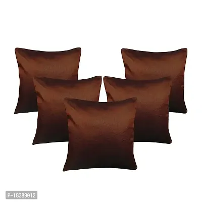 MS Enterprises Brown Plain Polyester Cushion Covers Pack of 5 (45x45 Cms or 18x18Inch)
