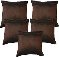 MSenterprises Velvet Burnt Ambose Cushion Covers (Brown, 60x60cm/24x24 Inch)- Pack of 5-thumb1