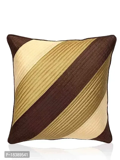 MSenterprise Cushion Covers Daigonal Quilted Polyester Pack of 5 (16x16 Inch) (Beige and Brown)-thumb3