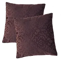 MSenterprise Cushion Covers Brown Brunt Emboss Velvet Cushion Cover Pack of 5(60x60 Cms Or 24x24 Inch)-thumb2