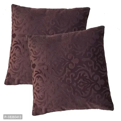 MSenterprise Cushion Covers Brown Brunt Emboss Velvet Cushion Cover Pack of 5(60x60 Cms Or 24x24 Inch)-thumb3