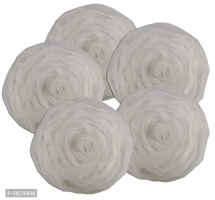 JeeL Beige Rose Ruffle polyester cushion cover(Set of 5)