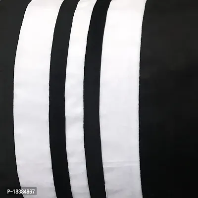 MSenterprise Cushion Covers Black  White Velvet Striped Bolster Covers Pack of 2 (40x80 Cms)-thumb3