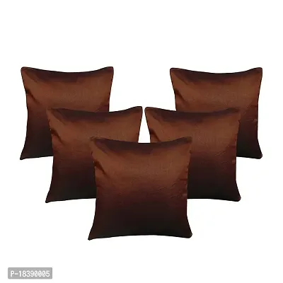 MSenterprise Cushion Covers Set of 5 Plain Polyester (16x16 Inch) Brown-thumb0