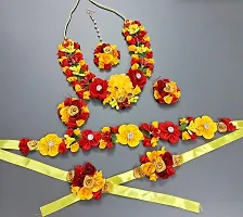 Haldi jewellery set for women bridal flower jewellery set for haldi bridal jewellery set for wedding Necklace, Earrings, Bracelet  Maang Tika set for Women  Girls (Mehandi/Haldi/Wedding/Bridal/Baby Shower)-thumb1