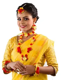 Haldi jewellery set for women bridal flower jewellery set for haldi bridal jewellery set for wedding Necklace, Earrings, Bracelet  Maang Tika set for Women  Girls (Mehandi/Haldi/Wedding/Bridal/Baby Shower)-thumb3