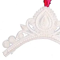 Handmade shola mukut for bride crown bridal mukut for wedding hindu bengali white hair accessories sola topor mutuk headgear for dance and rice ceremony-thumb1