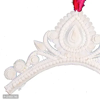 Handmade shola mukut for bride crown bridal mukut for wedding hindu bengali white hair accessories sola topor mutuk headgear for dance and rice ceremony-thumb2