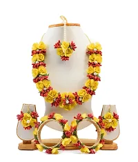 Haldi jewellery set for women bridal flower jewellery set for haldi bridal jewellery set for wedding Necklace, Earrings, Bracelet  Maang Tika set for Women  Girls (Mehandi/Haldi/Wedding/Bridal/Baby Shower)-thumb1