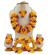 Haldi jewellery set for women bridal flower jewellery set for haldi bridal jewellery set for wedding Necklace, Earrings, Bracelet  Maang Tika set for Women  Girls (Mehandi/Haldi/Wedding/Bridal/Baby Shower)-thumb2