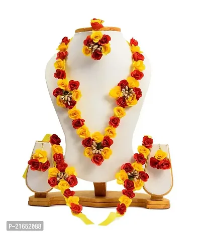 Haldi jewellery set for women bridal flower jewellery set for haldi bridal jewellery set for wedding Necklace, Earrings, Bracelet  Maang Tika set for Women  Girls (Mehandi/Haldi/Wedding/Bridal/Baby Shower)-thumb2