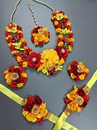 Haldi jewellery set for women bridal flower jewellery set for haldi bridal jewellery set for wedding Necklace, Earrings, Bracelet  Maang Tika set for Women  Girls (Mehandi/Haldi/Wedding/Bridal/Baby Shower)-thumb2