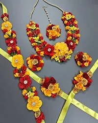 Haldi jewellery set for women bridal flower jewellery set for haldi bridal jewellery set for wedding Necklace, Earrings, Bracelet  Maang Tika set for Women  Girls (Mehandi/Haldi/Wedding/Bridal/Baby Shower)-thumb3