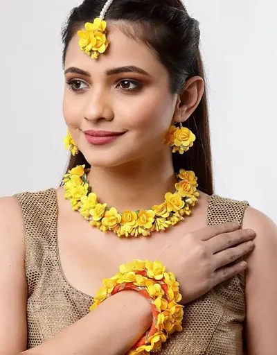 Stylish Fabric Floral Jewellery Sets For Women