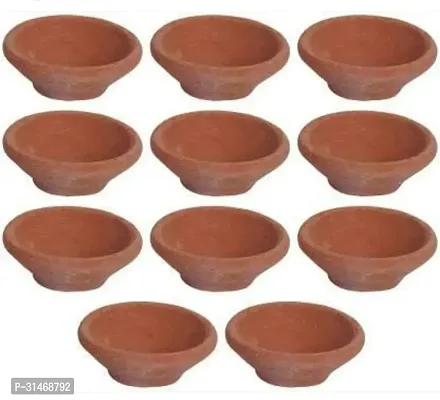 Decorative Diyas for Diwali Pooja Home Decoration DIY Earthenware Table Diya Set Paack of 11-thumb0