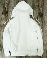 Men's  Boy's full sleeves White Windcheater Rice Knit Inside For Winter Wear Zipper Jacket-thumb1