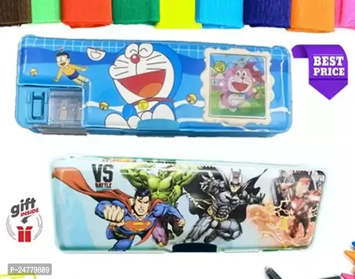 Pack Of 2 Latest Calculator Doremon And Action Cartoon Geometry Box